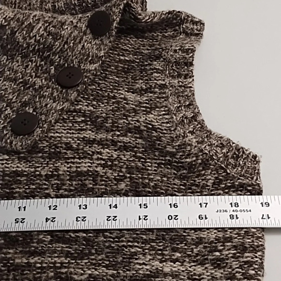 Mock Cowl Neck Sweater Vest Top Jacket Shell Tan Button Detail Fall Chunky look - Picture 5 of 10